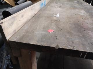 Large Heavy Duty Wooden Workbench w/ Attached Vice