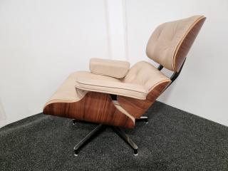 Eames Style Lounge Chair & Ottoman - Leather