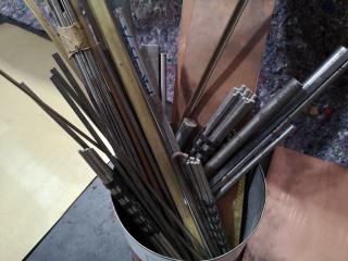 Assorted Lot of Brass, Copper & Steel Material Rods & Sheets