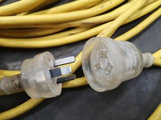 2x Trades Grade Power Extension Leads Cables, 30m & 25m Lengths