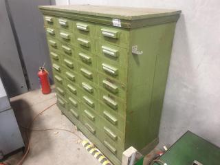 Vintage Industrial 32 Drawer Cabinet