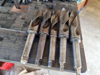 Assortment of 5 Morse Taper 4 Drill Bits