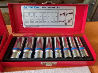3x King Tony Deep Socket Sets, 1/4", 3/8" & 1/2" Drive