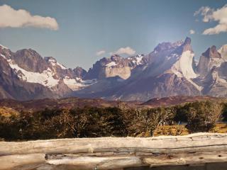 Large Rustic Wood Framed Patagonia Mountains Image w/ Smaller Framed Print