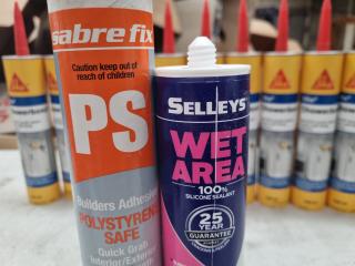 12x Sika Showerbond Adhesives + Bonus Selleys & Sabre Fix Sealants