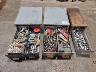 Large Assortment of Socket Bits, Drill Bits, and Various Workshop Components