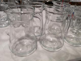 21x Assorted Glass Water Pitchers, Mugs