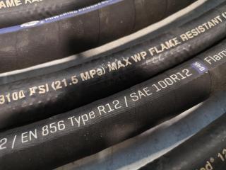 6x 19mm Flame Resistant Hydraulic Hoses, Assorted Lengths