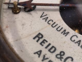 Antique Brass Bourdon Vacuum Gauge by Reid & Co