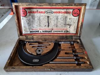 Vintage Moore & Wright 0"-4" Outside Micrometer