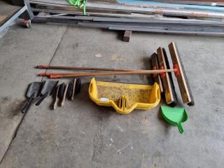 Assortment of Workshop Brushes, Brooms and Shovels