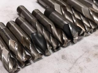 19x Assorted Finish, Rounded Edge, & Square End Mill Bits, Imperial Sizes