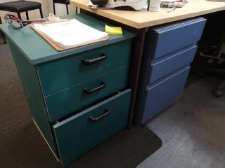 L-Shaped Office Corner Workstation Desk w/ Chair & 3x Drawer Units