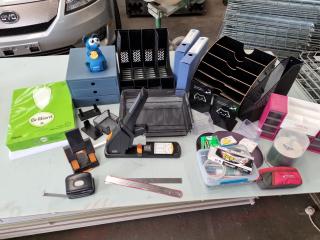 Assorted Office Supplies, Staplers, Punches, Trays & More