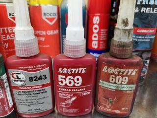 Assorted Lot of Industrial Adhesives, Anti-Seize, Lubricants, Sealants, & More