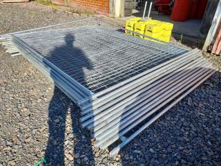 12x Steel Worsksite Safety Fencing Panels w/ Bases