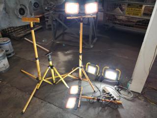 Assorted LED Worksite Work Lights & Stands