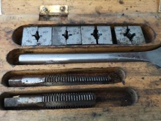 Antique Tap & Die Set in Wood Case by Ahrems Good Line