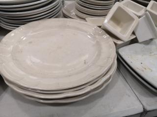 Large Assortment of Porcelian Serving Dishes, Mixed Sizes Shapes