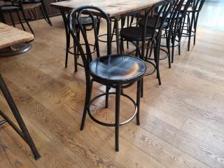 Large Antique Style Bar Table and 10 Stools 