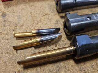 3x Sandvik Coromant CoroTurn XS Cylindrical Tool Holders w/ 5x Tools
