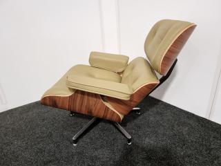 Eames Style Lounge Chair and Ottoman  - Leather