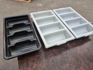 3x Commercial Kitchen Cutlery Trays