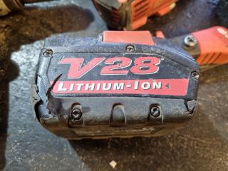 Milwaukee V28 Drills, Saw, Charger, Torch Kit w/ Battery & Bag