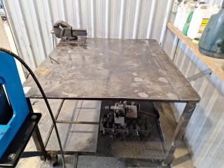 Large Mobile Steel Workbench with Vice
