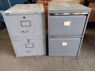 2x Workshop Office 2-Drawer Metal File Cabinets