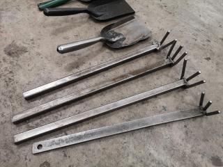 4x Standard Workshop Hand Shovels + 4x Custom Steel Rakes