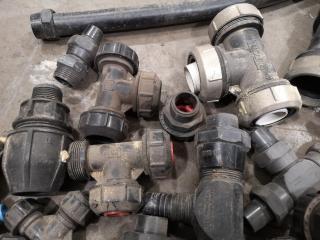 Assorted Irrigation Pipe Connectors, Components