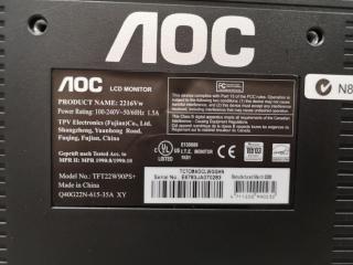 2x AOC 22" LCD Computer Monitors