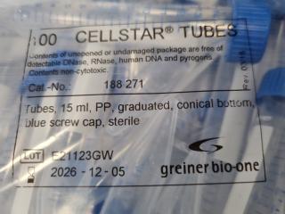 100x Cellstar 15mL Gradulated Centrifuge Tubes, New