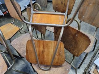 Antique Vintage Wood / Steel Stackable School Chairs