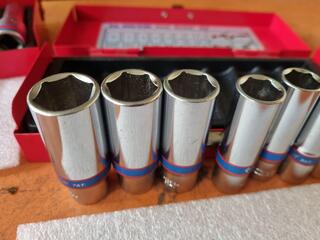3x King Tony Deep Socket Sets, 1/4", 3/8" & 1/2" Drive