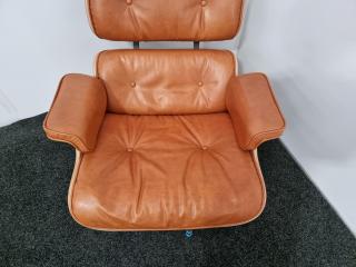 Eames Style Lounge Chair & Ottoman - Leather