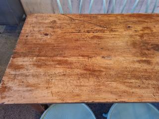 Antique Timber Cafe Table and 6 Chairs