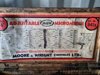 Vintage Moore & Wright 0"-4" Outside Micrometer