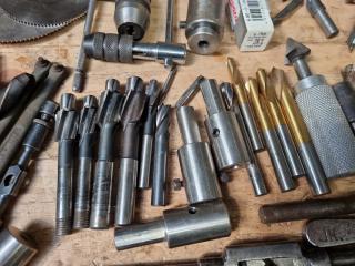 Assorted Milling Cutters, Bits, Vices, & More