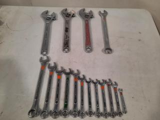 16 Assorted Spanners and Adjustable Crescent Wrenches