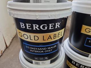 7x 10L Berger Gold Label 515 Interior Sealer, New & Used Buckets
