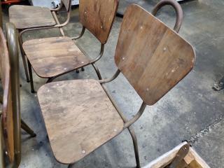 Antique Vintage Wood / Steel Stackable School Chairs