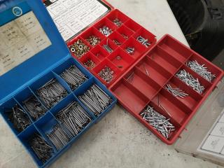 3x Cases of Rivets, Cotter Pins, Nuts & Bolts