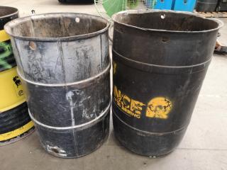 4x Assorted Steel & Plastic Industrial Barrels