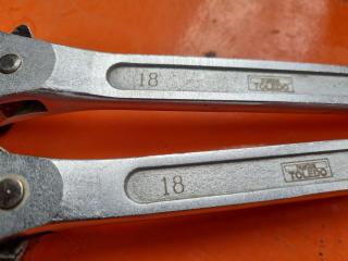 2x Scaffolding Podger Wratchets by Famous Toledo, 18/24mm Sizes