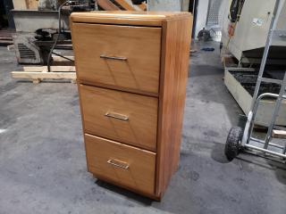 Vintage Wood 3-Drawer Office File Cabinet