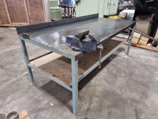 Steel Topped Workbench With Vice