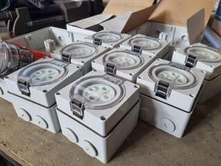 Assorted 3-Phase Electrical Plugs, Sockets, Boxes