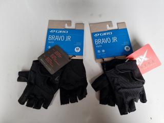 2x Pairs Giro Bravo JR Cycling Gloves - Youth M
